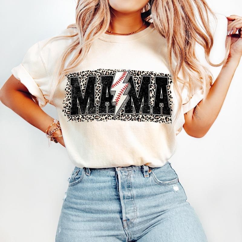 Retro Baseball T-Shirt, Game Day Baseball T-Shirt, Baseball Mama T-Shirt, Leopard Print, Baseball Mom T-Shirt, Baseball Season , Lightning Bolt, tshirt hot trend 2025