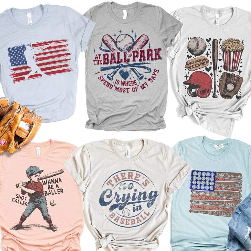 Retro Baseball Tees Vintage Baseball Tshirts There's No Crying in Baseball T-shirt Ballpark Baseball Tops