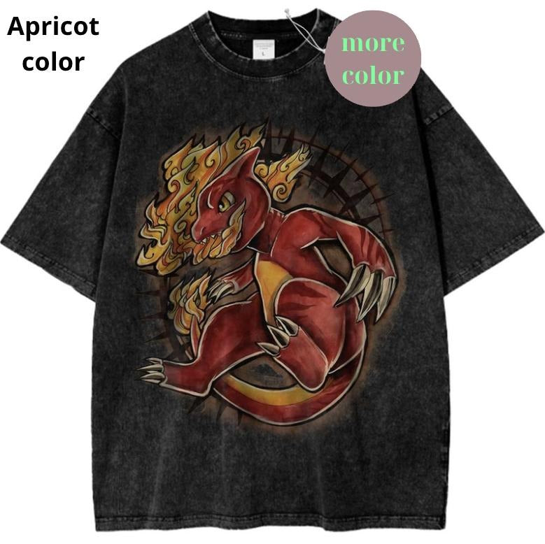 Retro Charmeleon Shirt, Pokemon Shirt, PKM Shirt, Anime TShirt, Vintage Graphic Tee, Streetwear Shortsleeve Printed Womenswear Top