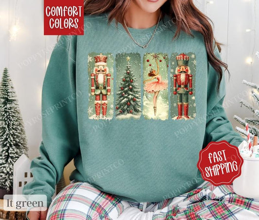 Retro Christmas Nutcracker Sweatshirt Comfort Colors,  Cute Christmas Sweater Womenswear,  Holiday Crewneck