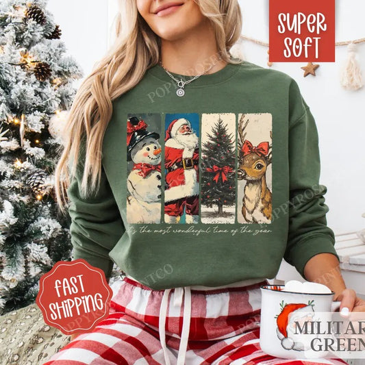 Retro Christmas Sweatshirt, Christmas Sweater, Holiday Sweatshirt for Women