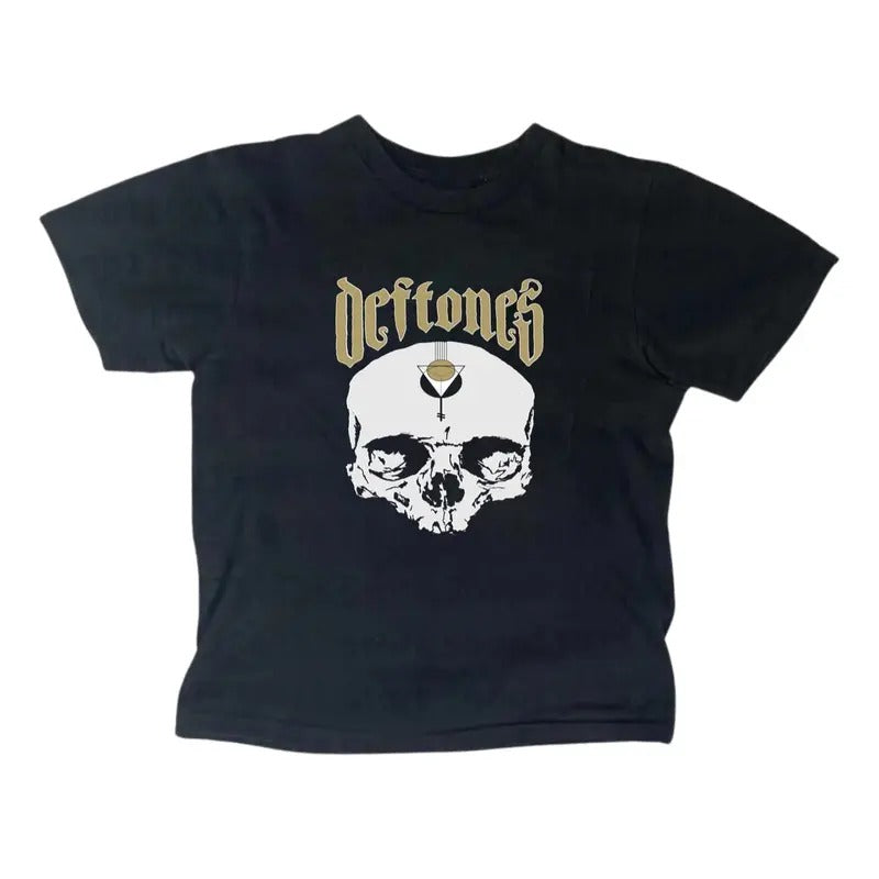 Retro Deftones Skull Baby Tee, Rock Nu Metal Band, Y2k Top Women Streetwear, Gothic Emo Girl Top, Scene Clothing 2000s