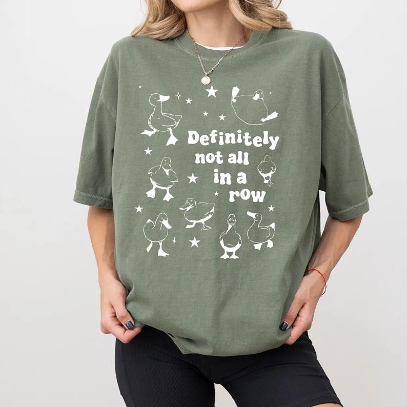 Retro Ducks T-Shirt, Definitely Not In A Row Shirt, Funny Saying Tee, Trendy Meme Tee, Funny Mental Health Gift.