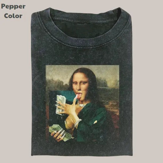 Retro Funny Vintage Graphic Tee, Mona Dollar T-Shirt, Unisex Meme Cringe Funny Dumb Shirt, Menswear Womenswear Streetwear