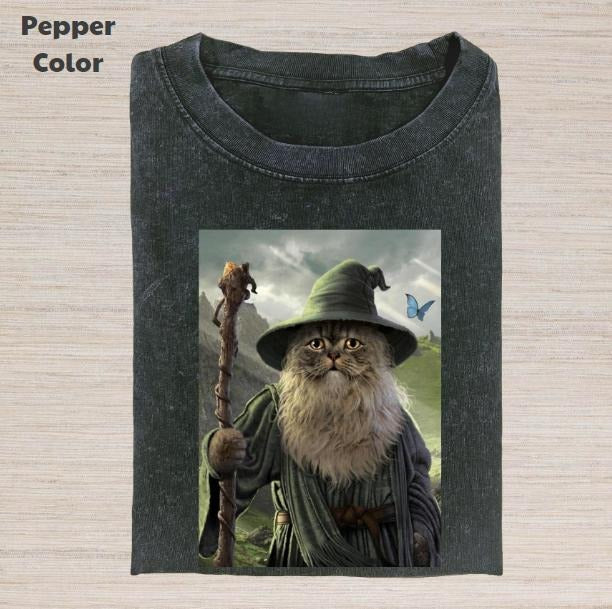 Retro Funny Vintage Graphic Tee, Wizard Cat Patrick's Day T-Shirt, Animal Shirt, Unisex Meme Cringe Funny Dumb Shirt, Gift For Men Women, Menswear Womenswear Streetwear Cotton Comfort