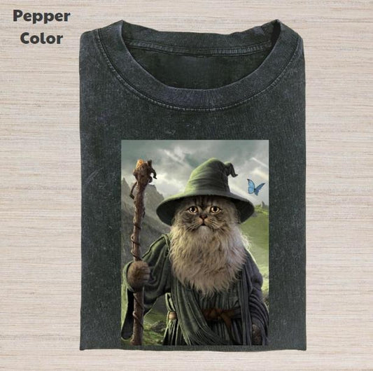 Retro Funny Vintage Graphic Tee, Wizard Cat Patrick's Day T-Shirt, Animal Shirt, Unisex Meme Cringe Funny Dumb Shirt, Gift For Men Women, Menswear Womenswear Streetwear Cotton Comfort