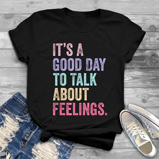Retro It's a Good Day to Talk About Feelings T-Shirt, Social Work Gift, School Counselor Shirt, Cute Mental Health Shirt