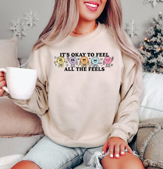 Retro Mental Health Sweatshirt, It's Ok To Feel All The Feels, School Psychologist Shirt, Self Love Shirt, Love Yourself ,Counselor  sweater