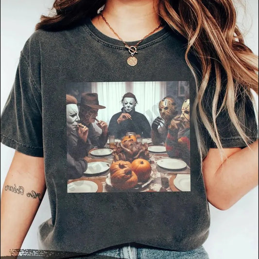Retro Miichael Myerrs Halloween Heart Hands Shirt, Vintage Horror Characters Shirt, Halloween Friends Shirt, Mystery Machine, Horror Movie Tee
