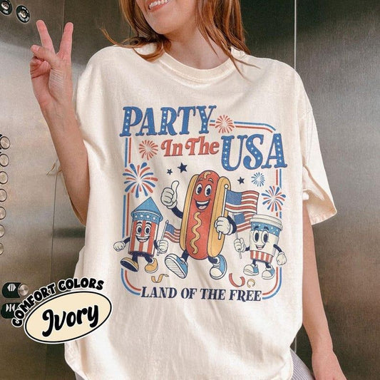 Retro Party In The Usa Comfort Colors Shirt, 4th Of July Graphic Shirt, Patriotic Independence Day Tee, Cute Patriotic Shirt, Usa Pride