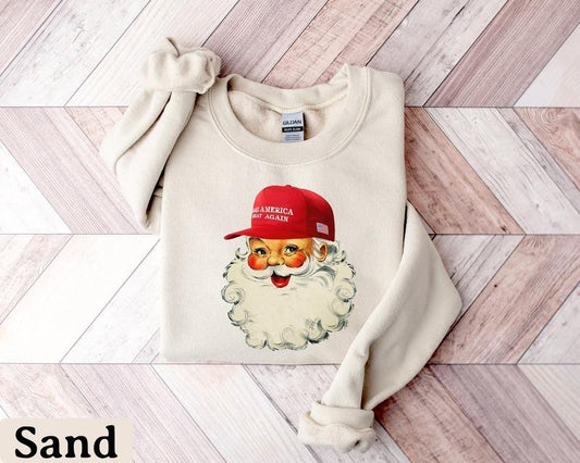 Retro Santa Sweatshirt, Retro Christmas Santa Shirt, Holiday Sweaters, Christmas Hoodie, New Year Shirt, Christmas Gift, Womens Christmas Hoodie Cotton Clothes