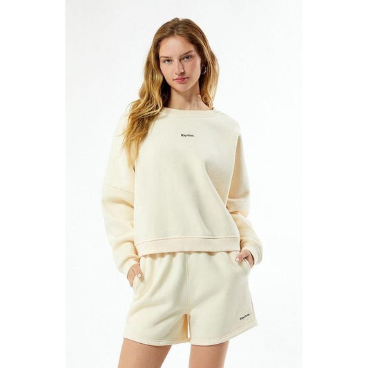 Rhythm Women's Cream Logo Fleece Sweat Shorts