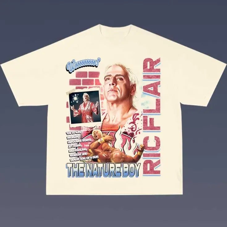 Ric Flair Vintage Graphic Tees, Wrestling Tshirt, Wrestler T-Shirt, WWE Shirts, Unisex Vacation Outfits Top Menswear Womenswear Streetwear