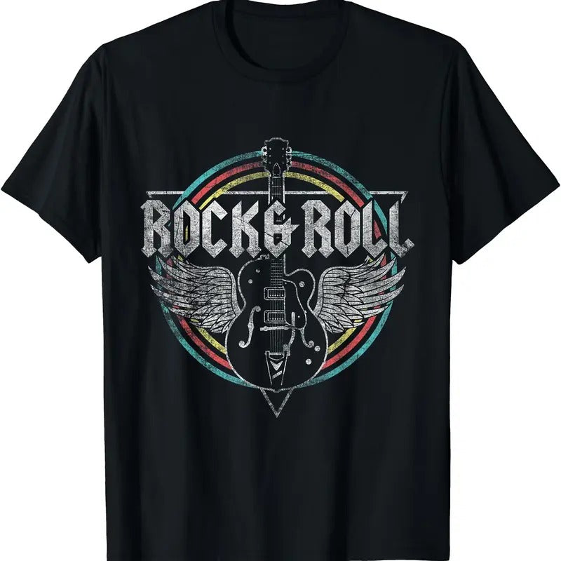 Rock & Roll Guitar Wings Music T-Shirt | Unisex Cotton Tee Gift | Full Size