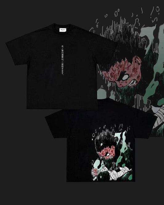 Rock Lee - Naruto Anime Double Printed Vintage Tee Unisex Oversize Anime Manga Washed Heavyweight Cotton T-shirt, Gift For Anime Fan, Anime Lover