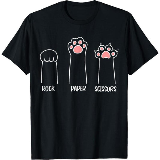 Rock Paper Scissors Hand Game Cute Paw Funny Cat T-Shirt made in usa