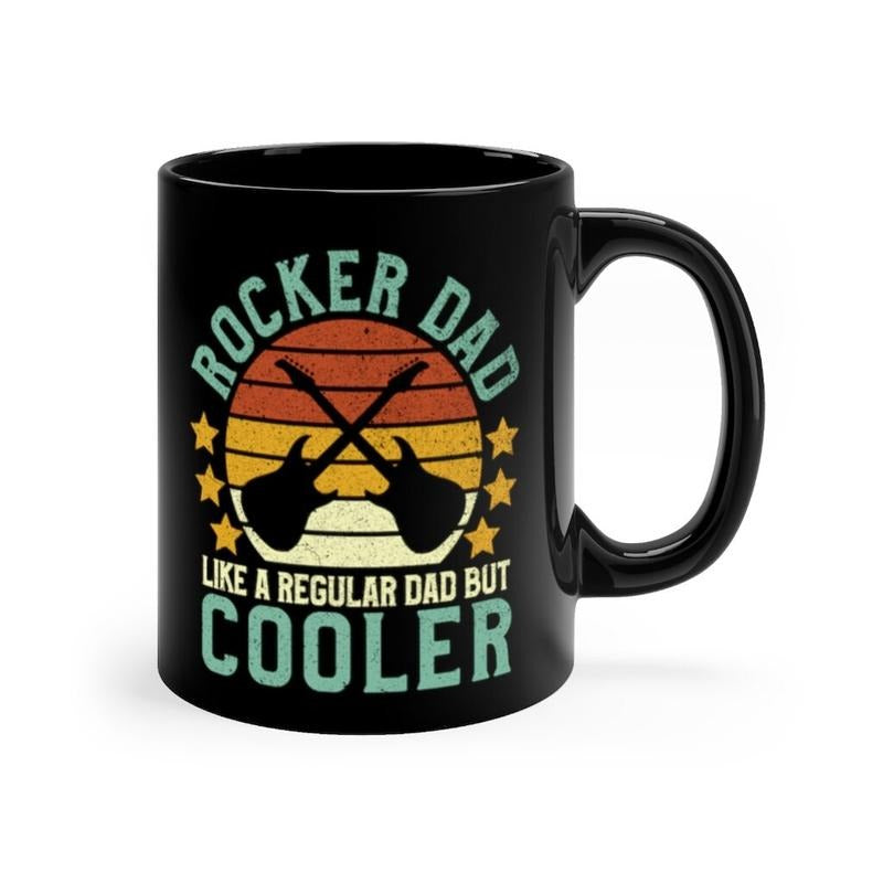 Rocker Dad Like A Regular Dad But Cooler, Father's Day Gift For Musician, Guitarist Mug, Novelty Coffee Mug, Gifts For Him Men, 11 15oz Ceramic Cup, Gifts Ideas For Men, Gifts For Birthday Fathers Day Christmas
