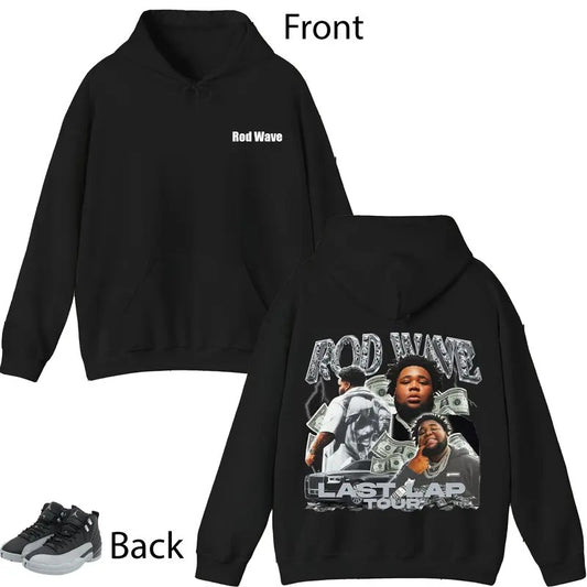 Rod Wave Last Lap 12 Black Wolf Grey Graphic Streetwear Y2k Hoodie For Fan