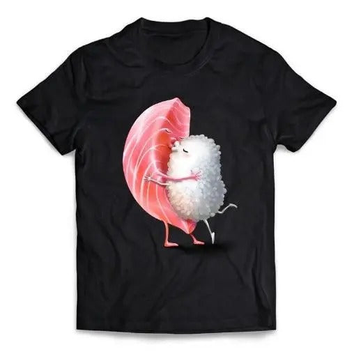 Romantic Maguro Sushi Hug and Kiss on Valentine Day - Short Sleeve Unisex, Men Made in USA