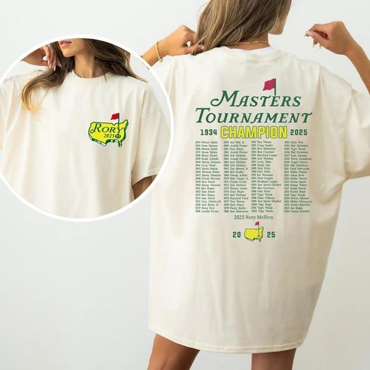 Rory Mcilroy T-shirt, 2025 Masters Golf Tournament Champion, Augusta National Champions, Golf Club Shirt, Rory Mcilroy Grand Slam Shirt