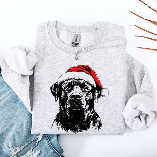 Rottweiler, Santa, Dog, Christmas, Dog Lover, Pet Sweatshirt, Crew Neck, Women's, Crewneck