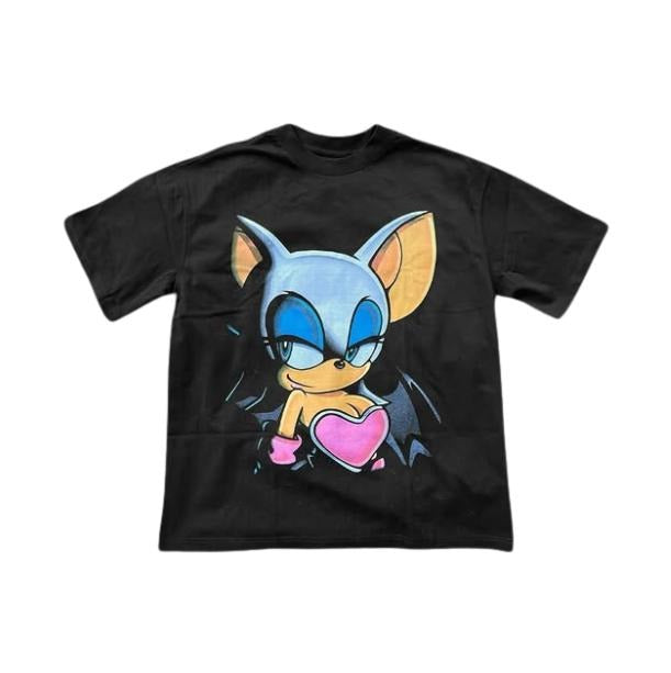Rouge the Bat T-Shirt, Sonic Adventure Shirt, Unisex Graphic Tees Gothic Grunge Y2k Emo Scene Amity Affliction Style Clothes Men Women Streetwear