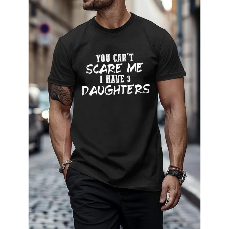 Round Neck Letter Print Men's Fashionable Summer Short Sleeve Sports T-shirt, Comfortable And Versatile Made in USA