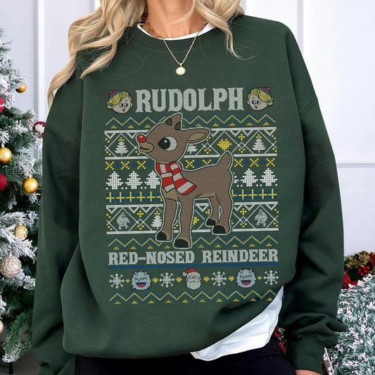 Rudolph Christmas Ugly Sweatshirt, Christmas Cartoon Rudolph Tee Shirt, Rudolph Red Nosed Reindeer T-Shirt, A Bit Of A Misfit Shirt, Gift For Holiday