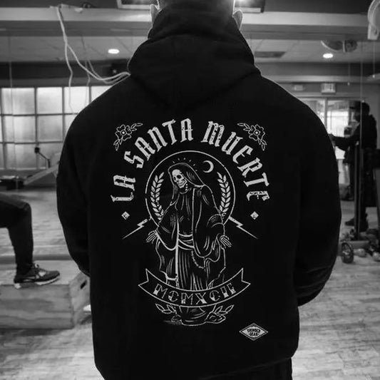 [S-5Xl] La Santa Muerte Poster Hoodie, Sweatshirt, Naughty Clothes Men,Comfort Errands, Classic Cotton Fabric Menswear, Women's Clothing, Sweatshirt Color, Unisex Hoodie, Merch gift, Oversized Pocket Sport Sweaters
