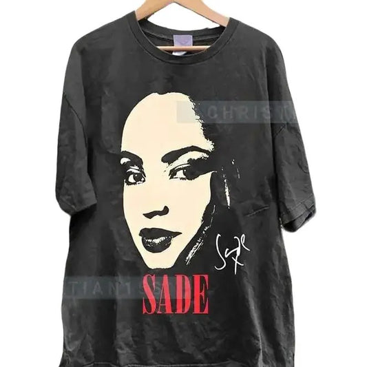SADE 90s Vintage Sade Unisex T-Shirt - Short Sleeve Cotton Casual Oversized Black Tee, Pop Music Fan Shirt for Men & Women