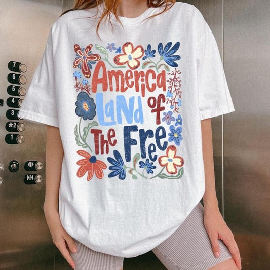 [SALE UP TO 60%] America Land of the Free T-Shirt, Sweatshirt, Patriotic USA Graphic Tee, 4th of July and Memorial Day Shirt for Men and Women