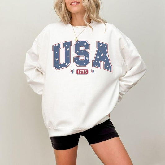 [SALE UP TO 60%] USA T-Shirt, Sweatshirt, Patriotic Red White and Blue Graphic, 4th of July America Est Shirt for Men and Women, Summer Outfit