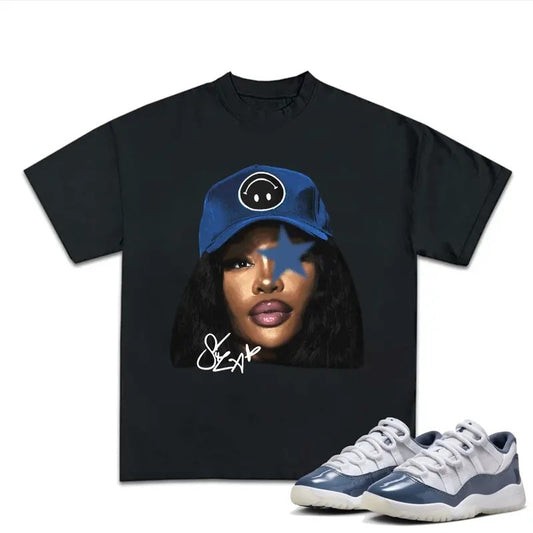 SZASOS T-shirt, 11S Diffused Blue Unisex Shirt, Shirt To Match Sneaker, Streetwear Y2k Shirt Cotton Tshirt Clothing Menswear Top Oversized