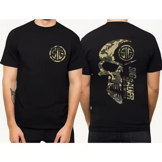 [Sale Up To 45%] 2025 Summer Men's Camo with Sig Sauer Never Settle T-Shirt, Camo Shirt, Sig Sauer Lover Gift Casual Top for Unisex