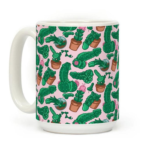 [Sale Up To 50%] Cottage Core Coffee Mug -Penis Plants Pattern - 11 oz or 15 oz Ceramic Drinkware with Large Handles, Printed in the USA, Handy for Coffee and Tea - Reusable