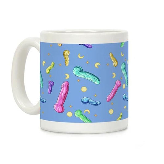 [Sale Up To 50%] Cottage Core Coffee Mug_Penis Crystal Pattern -Penis Pastries Pattern - 11 oz or 15 oz Ceramic Drinkware with Large Handles, Printed in the USA, Handy for Coffee and Tea - Reusable