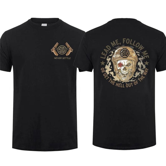 [Sale Up To 60%] Sig Sauer Lead Me Follow Me T-shirt Unisex Short Sleeve Casual 100% Cotton Sig Sauer Fan Gift