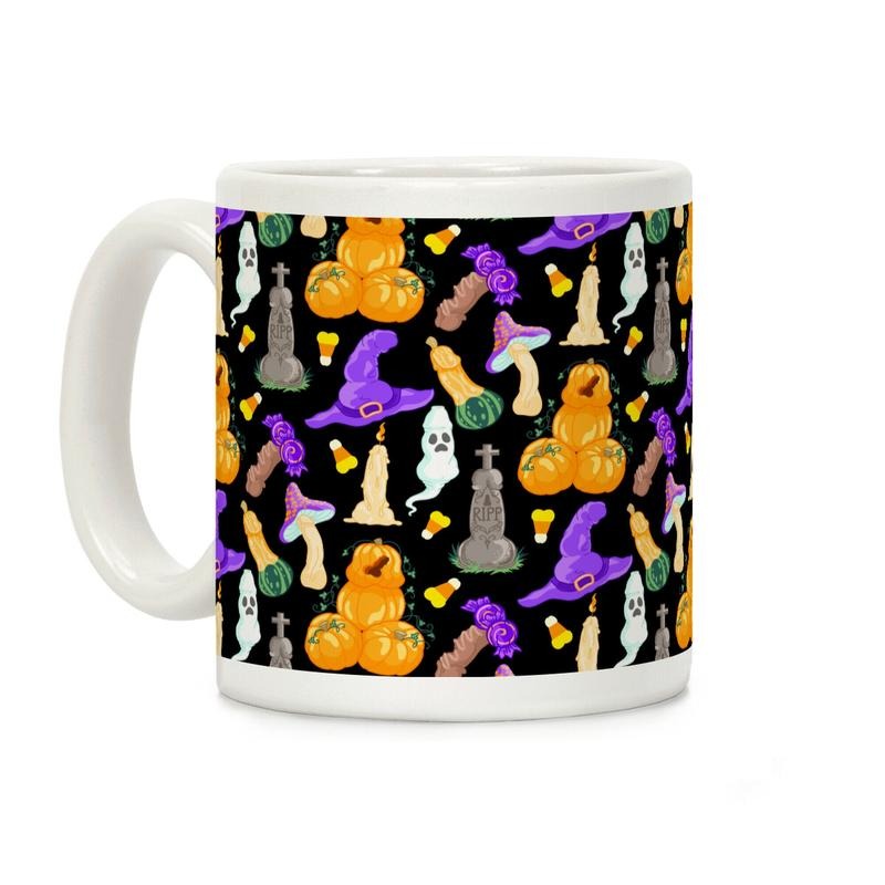[Sale Up to 50% ] Halloween Peens Pattern Coffee Mug,  11 oz or 15 oz Ceramic Drinkware with Large Handles, Printed in the USA