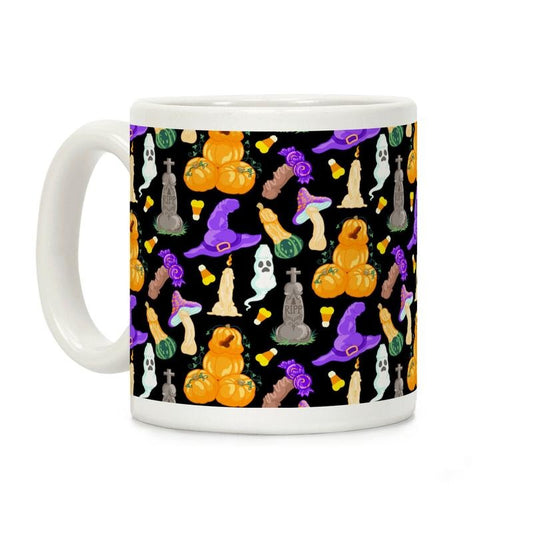 [Sale Up to 50% ] Halloween Peens Pattern Coffee Mug,  11 oz or 15 oz Ceramic Drinkware with Large Handles, Printed in the USA