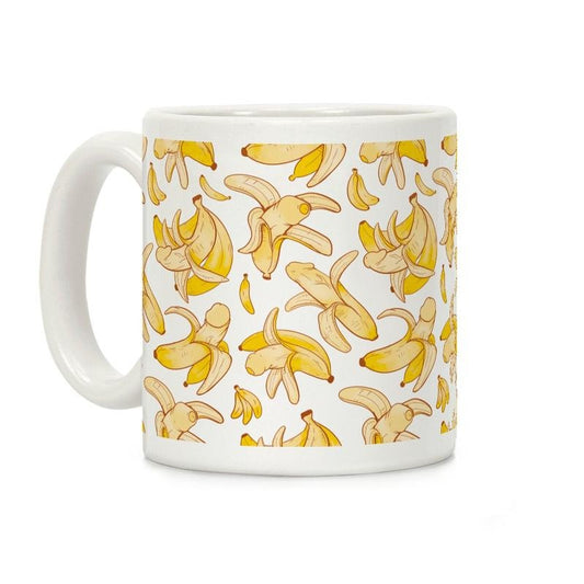 [Sale Up to 60% ] Banana penis pattern Coffee Mug,  11 oz or 15 oz Ceramic Drinkware with Large Handles, Printed in the USA