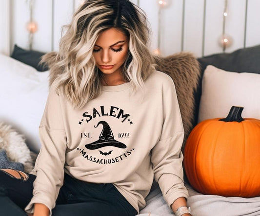 Salem Massachusetts Crewneck Sweatshirt Casual Halloween
