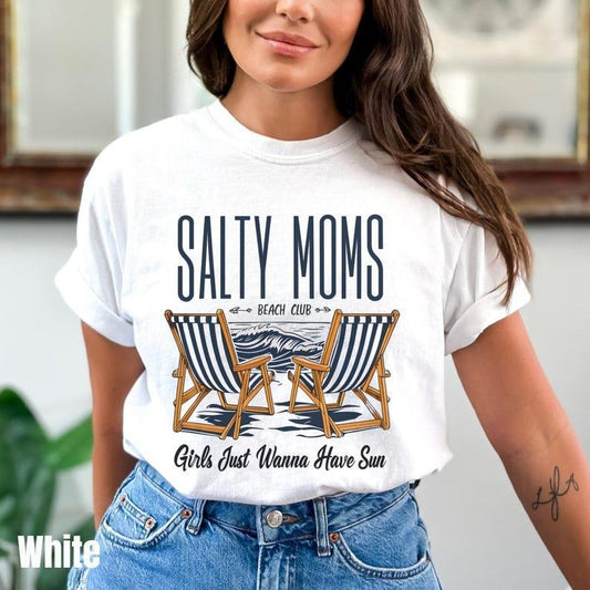Salty Moms Beach Club Shirt Summer Beach Lover Vacation Shirt Coastal Aesthetic Ocean Lover Gift Womens Beach Days Shirt
