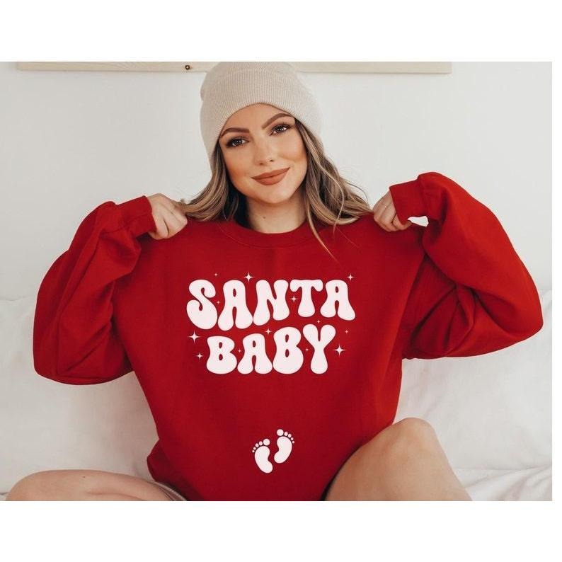 Santa Baby Sweatshirt, Christmas Pregnancy Announcement Sweatshirt, Pregnancy Announcement Shirt, Christmas Pregnancy, Christmas Maternity