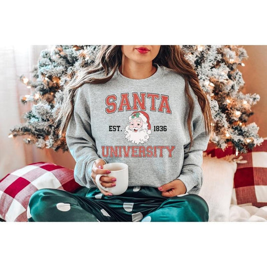 Santa University Sweatshirt, Santa Clause University T-Shirt, Holiday Santa Shirt, Christmas Santa Claus Sweater, Retro Xmas Shirt