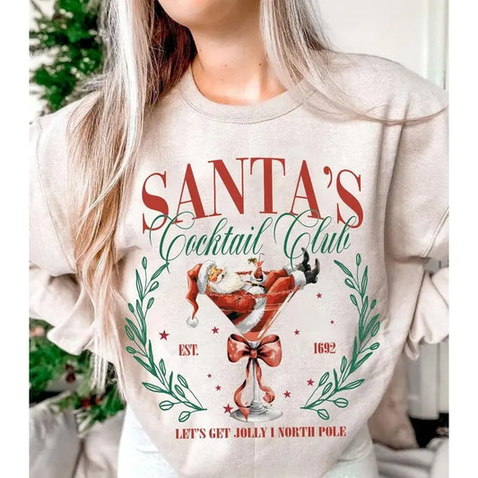Santa's Cocktail Club Christmas Sweatshirt, Christmas Shirt, Funny Christmas Sweater, Espresso Martini, Dirty Martini, Holiday Bachelorette