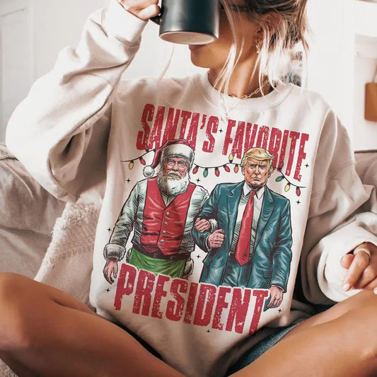 Santa's Favorite President Shirt, File - Humorous Trump Christmas T-Shirt, Design Clipart Illustration Digital Download Christmas Shirt, Files
