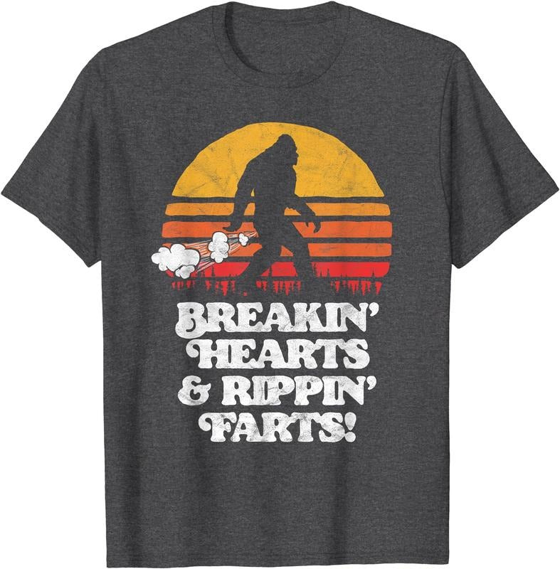 Sasquatch Breakin Hearts & Rippin Farts! Funny Bigfoot Sun T-Shirt