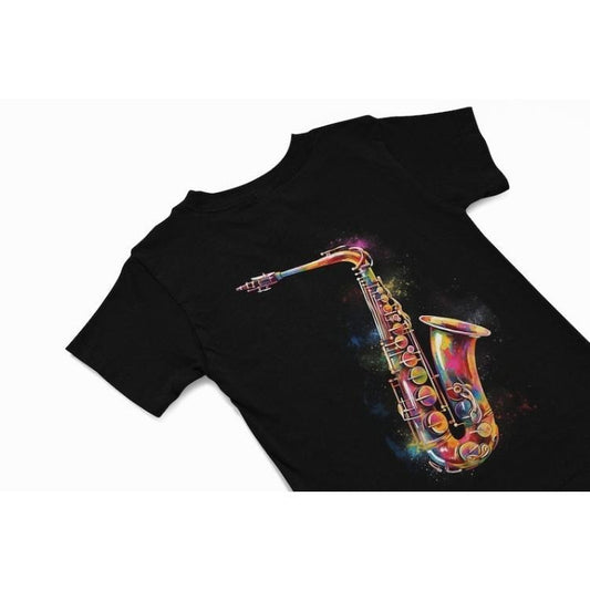 Saxophone t shirt - Colourful Graffiti T Shirts - Music instrument Graphic Shirt - Music Gift - Saxophonist Gift - Quirky Music t shirt Made in USA