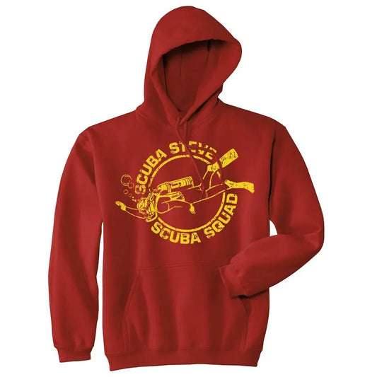 Scuba Steve Scuba Squad Sweatshirt Funny Diving Hoodie Funny Hoodies Funny Movie Pullover Novelty Sweatshirt Red -