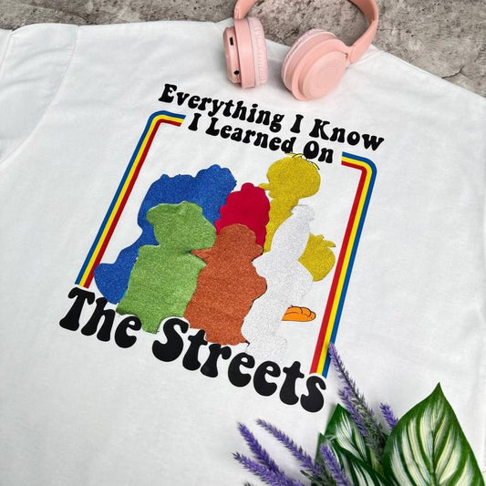 SesameStreet Tshirt, Elmo Water Bottle, Everything I Know I Learned on the Streets Shirt, Toddler Birthday Shirt, Cookie Monster, Big Bird